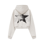 445GSM Women’s Cropped French Terry Hoodie Oatmeal Gray
