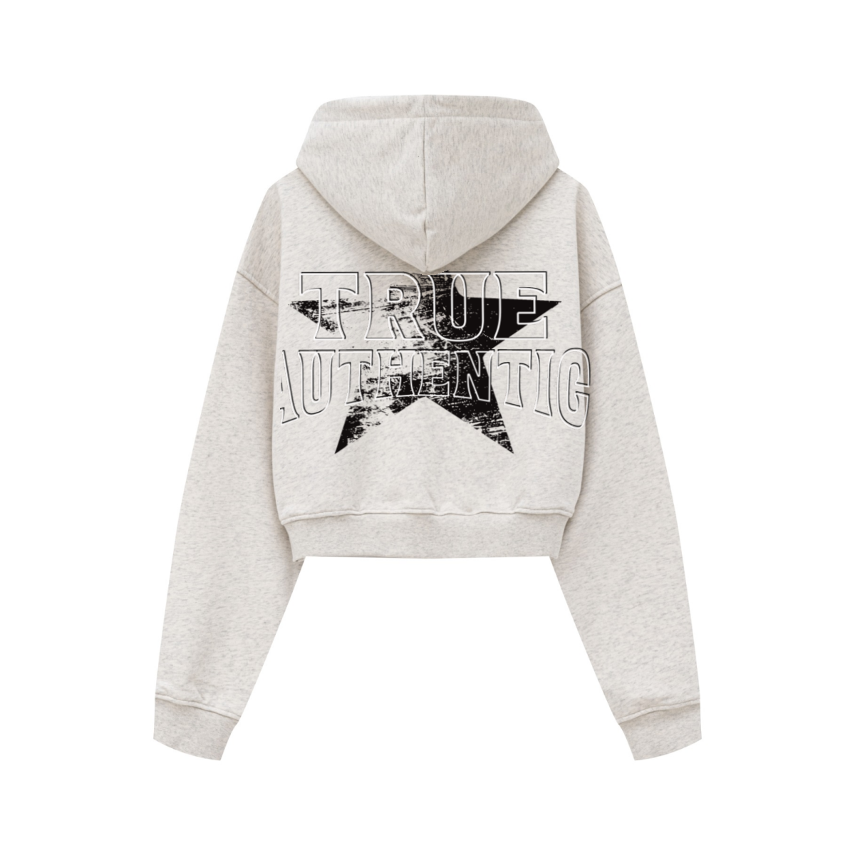 445GSM Women’s Cropped French Terry Hoodie Oatmeal Gray