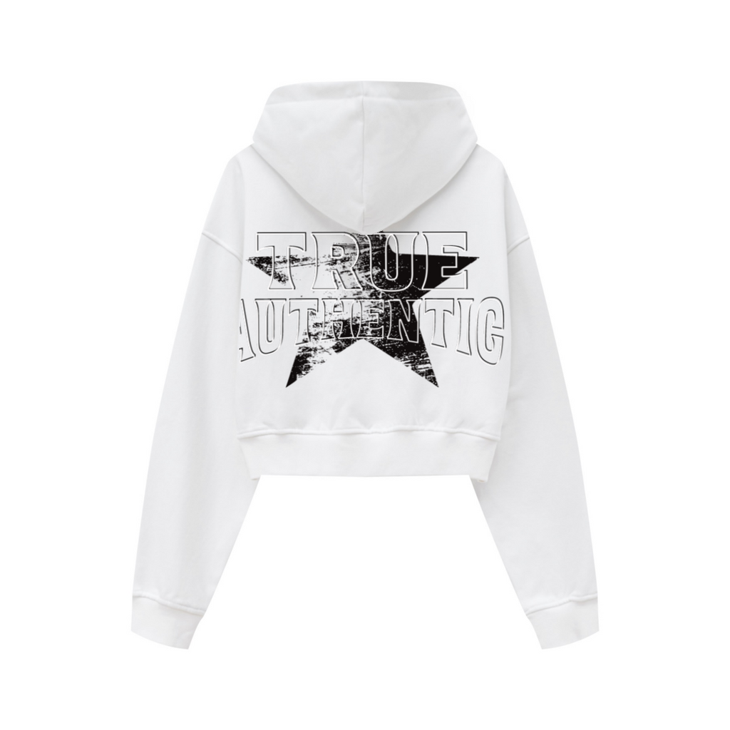445GSM Women’s Cropped French Terry Hoodie Ivory White