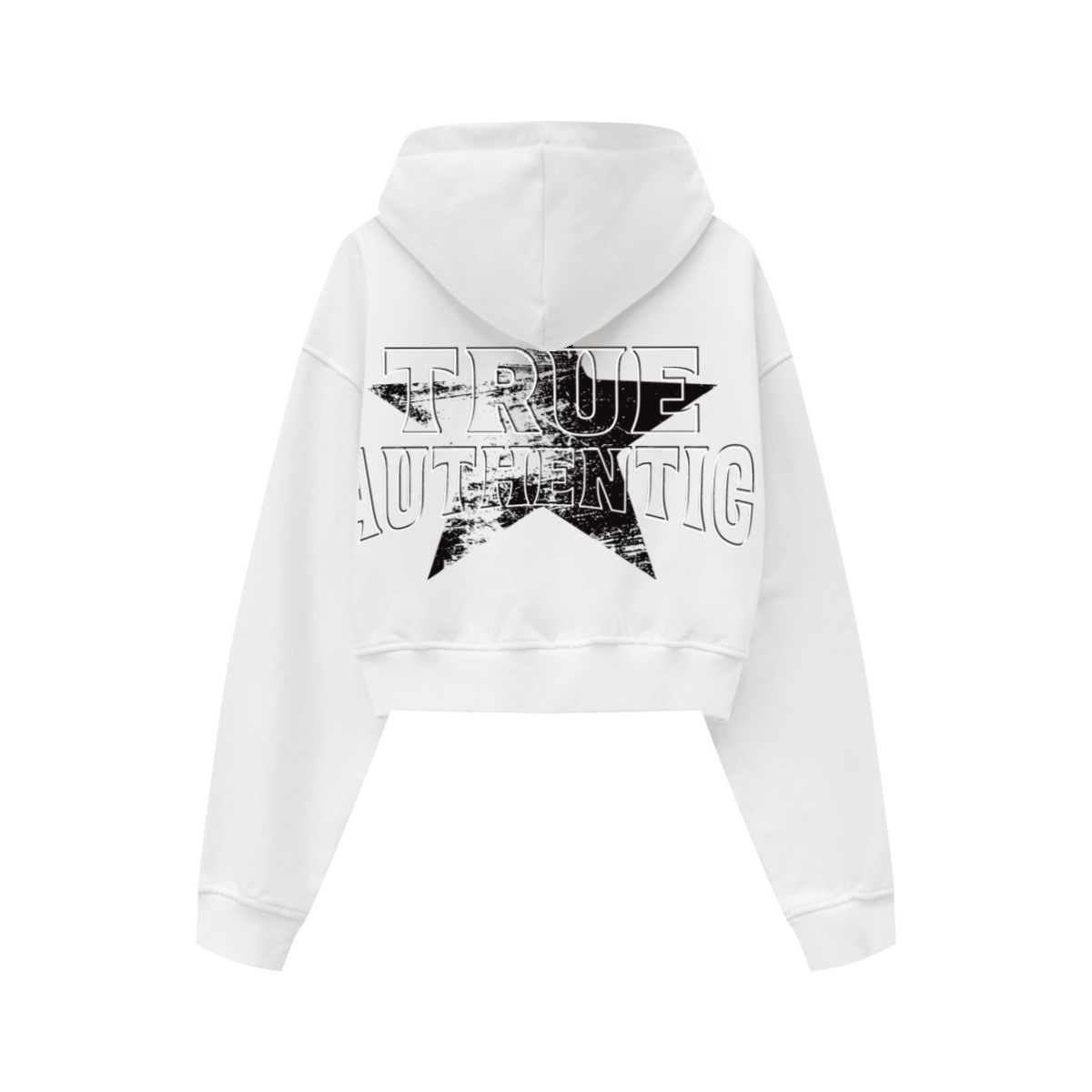 445GSM Women’s Cropped French Terry Hoodie Ivory White