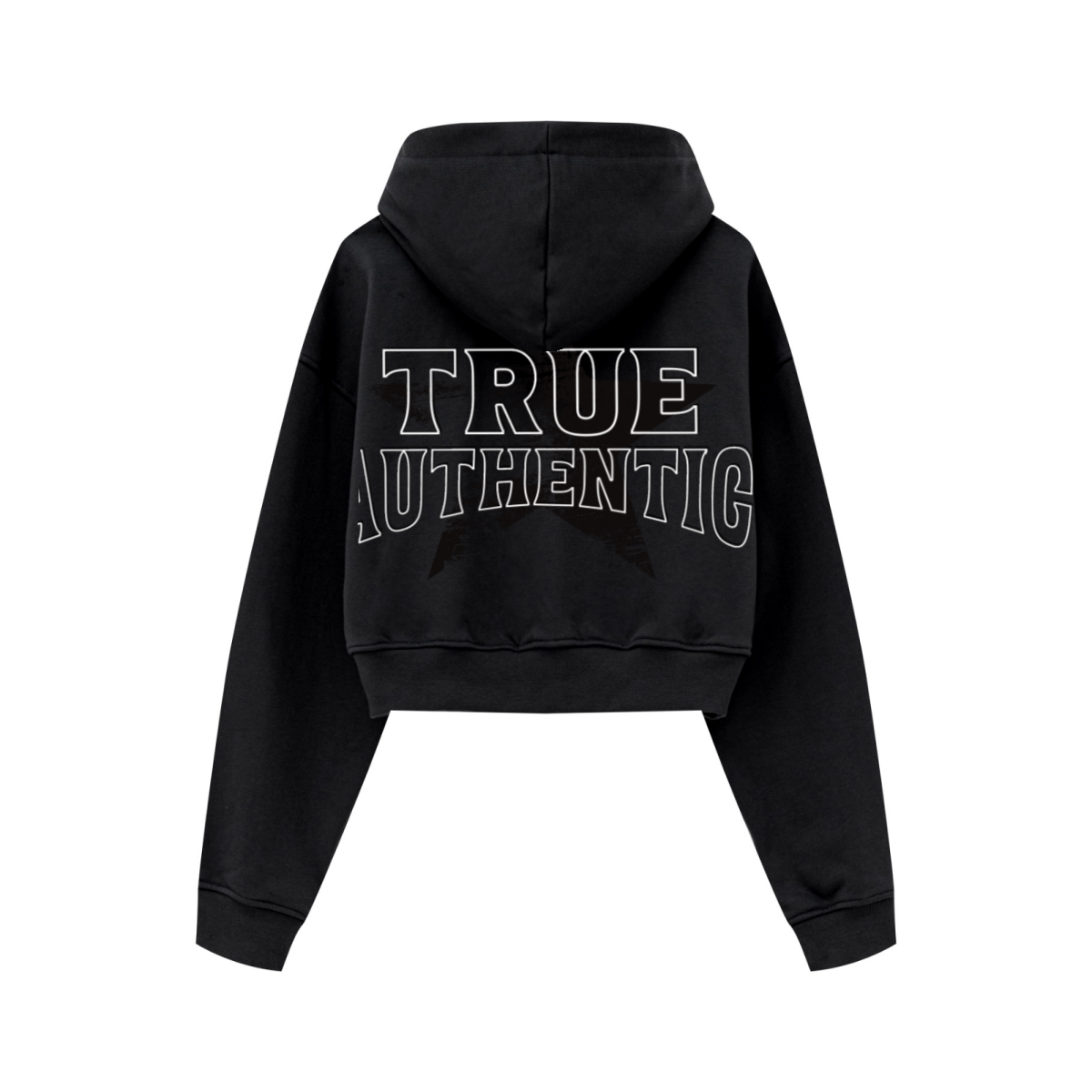 445GSM Women’s Cropped French Terry Hoodie Reactive Black