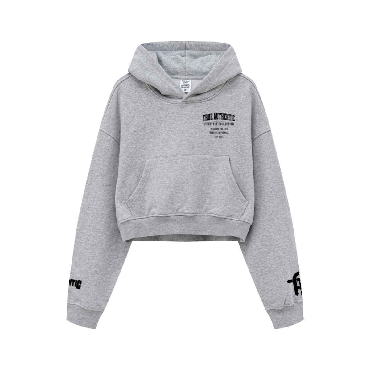 445GSM Women’s Cropped French Terry Hoodie Marled Gray