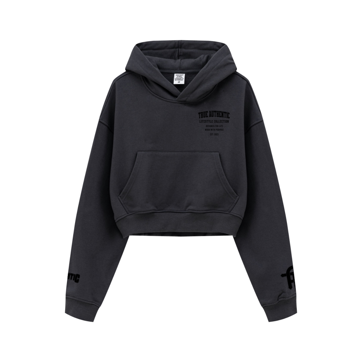 445GSM Women’s Cropped French Terry Hoodie Carbon Gray