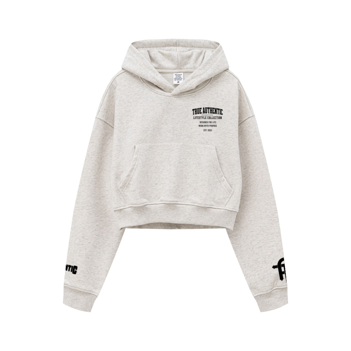 445GSM Women’s Cropped French Terry Hoodie Oatmeal Gray