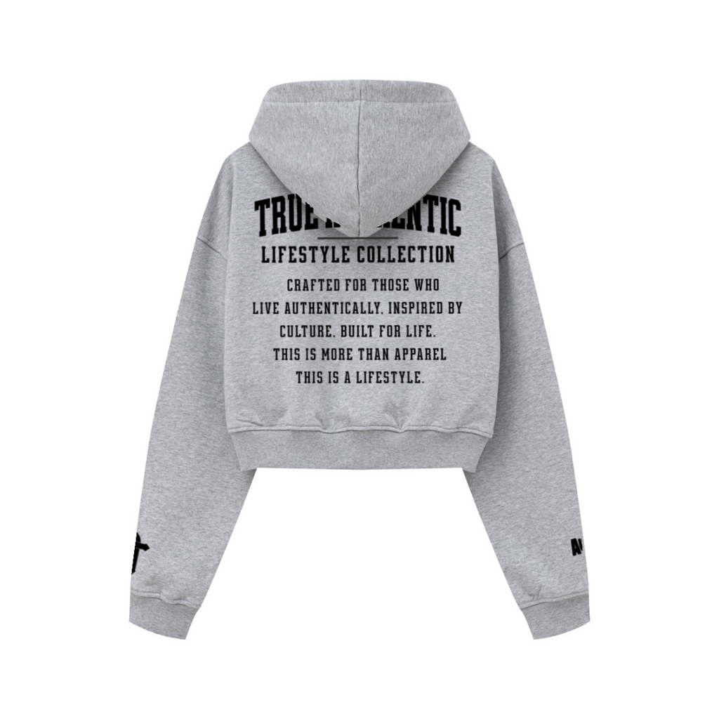 445GSM Women’s Cropped French Terry Hoodie Marled Gray