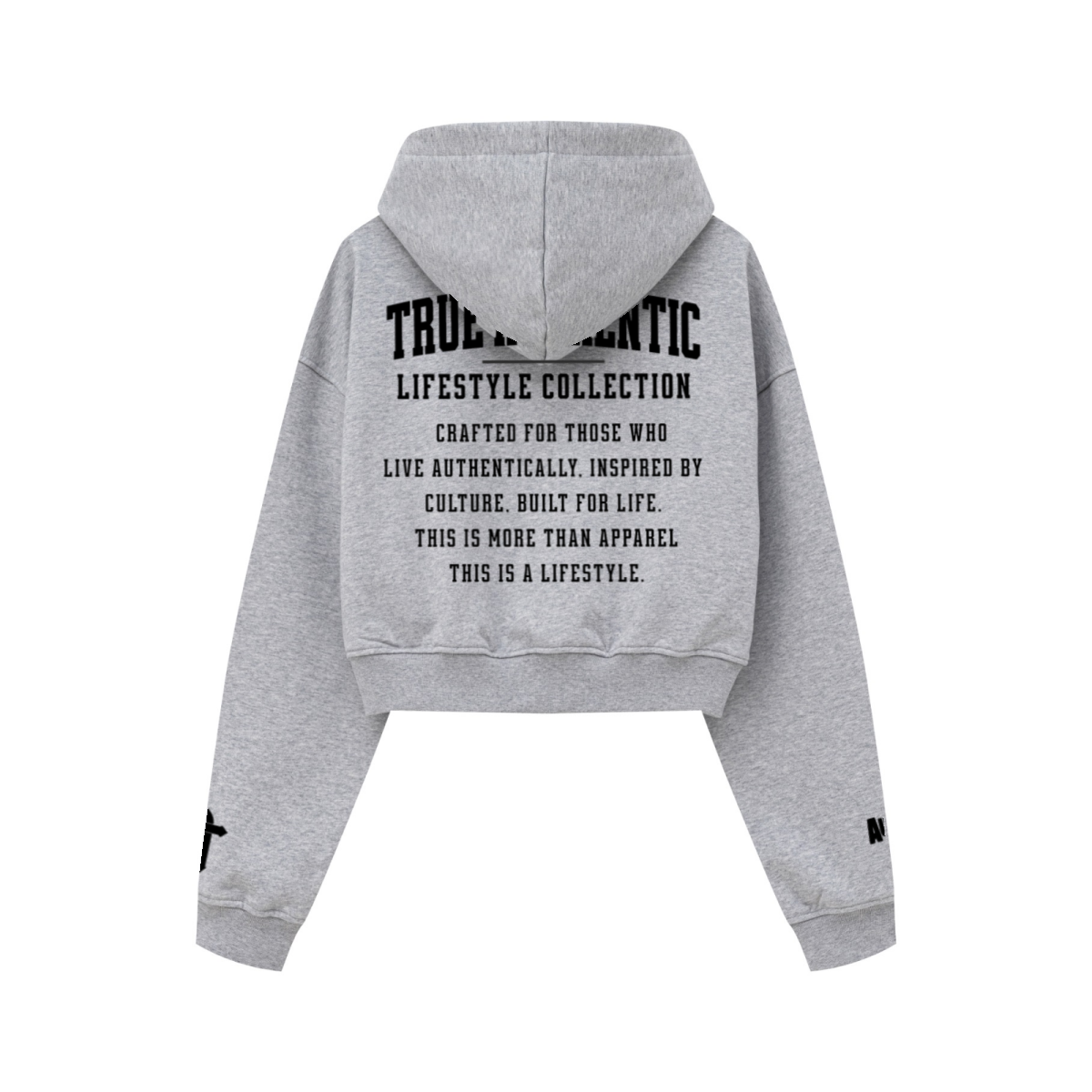 445GSM Women’s Cropped French Terry Hoodie Marled Gray