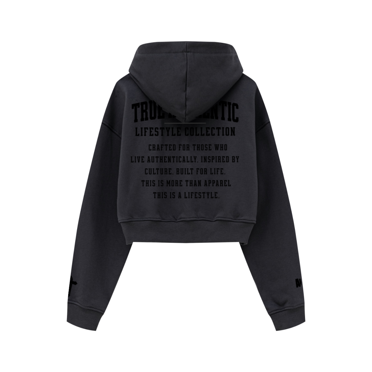 445GSM Women’s Cropped French Terry Hoodie Carbon Gray