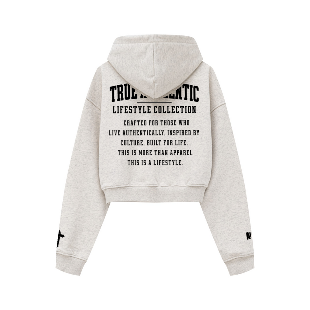 445GSM Women’s Cropped French Terry Hoodie Oatmeal Gray