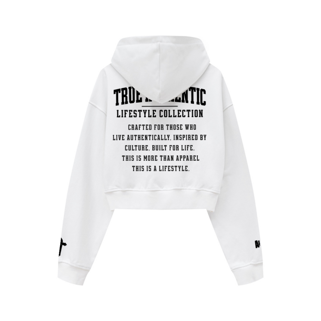 445GSM Women’s Cropped French Terry Hoodie Ivory White