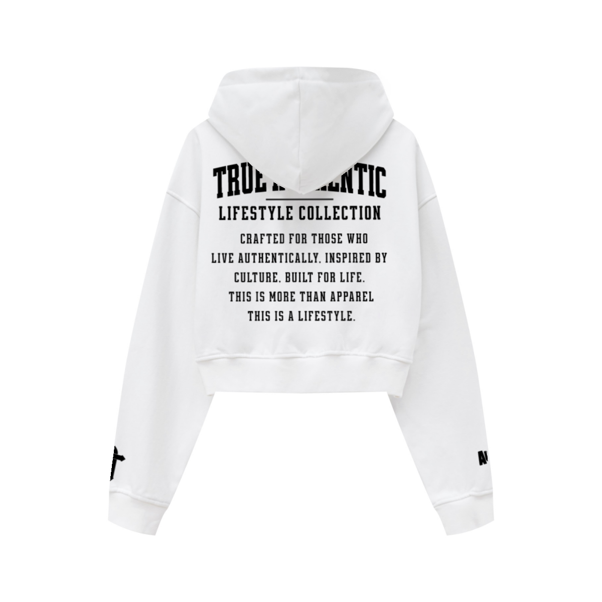 445GSM Women’s Cropped French Terry Hoodie Ivory White