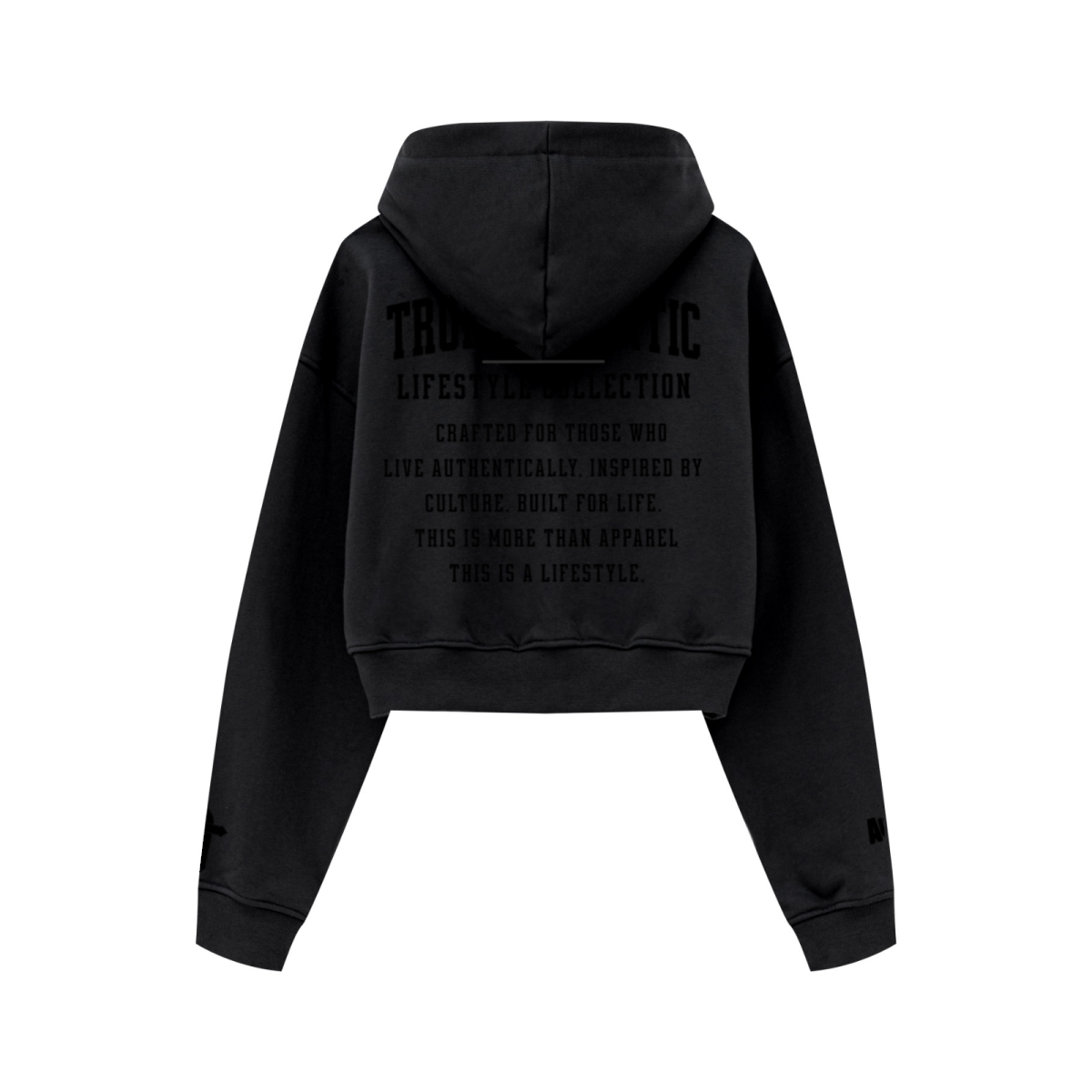 445GSM Women’s Cropped French Terry Hoodie Reactive Black