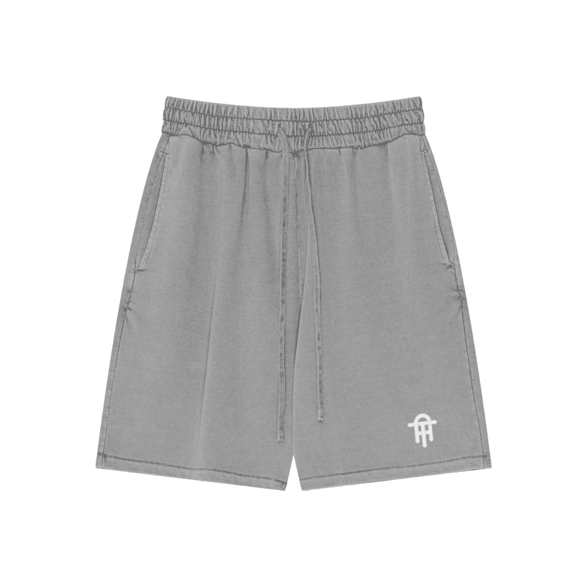 330GSM Men's Vintage-Wash Pigment-Dyed Cotton Shorts 	Light Grey