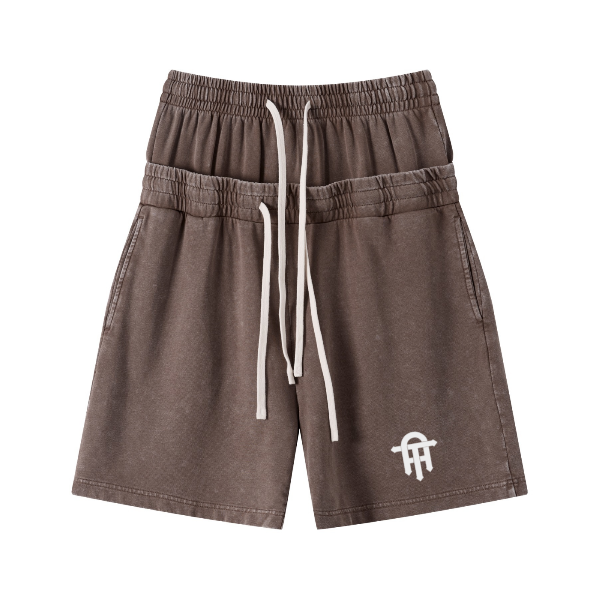320GSM Heavyweight Cotton Slub Snow Wash Relaxed Fit Shorts Vintage Dark Brown