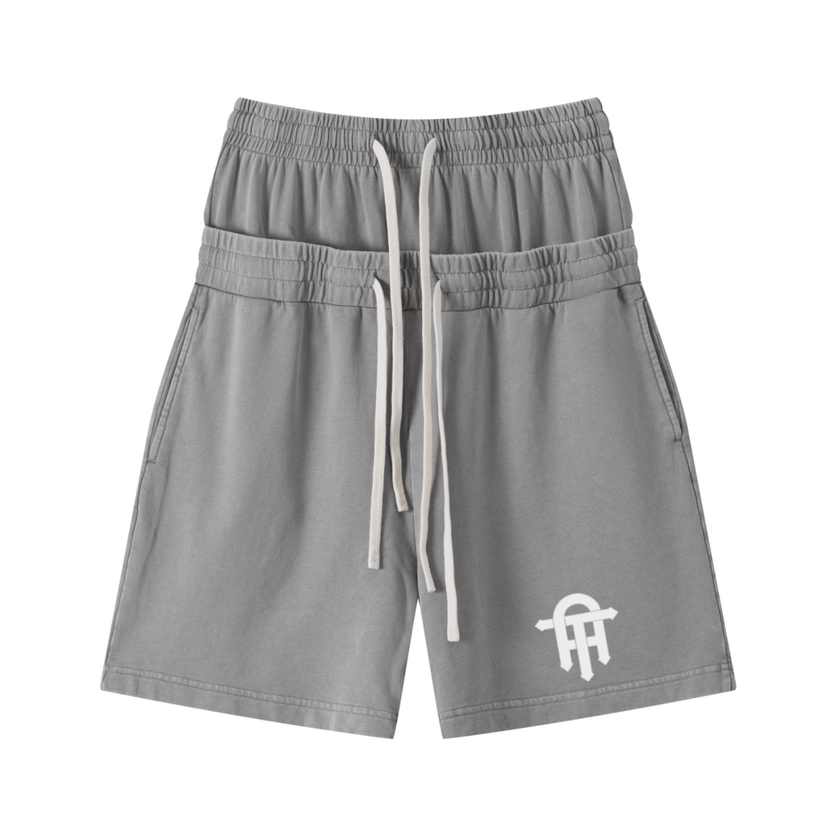 320GSM Heavyweight Cotton Slub Snow Wash Relaxed Fit Shorts Vintage Heather Gray