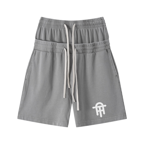 Foundry 320GSM Snow-Wash Cotton Shorts – Heather Gray – Vintage Heather Gray product view 1