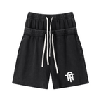 320GSM Heavyweight Cotton Slub Snow Wash Relaxed Fit Shorts Vintage Black