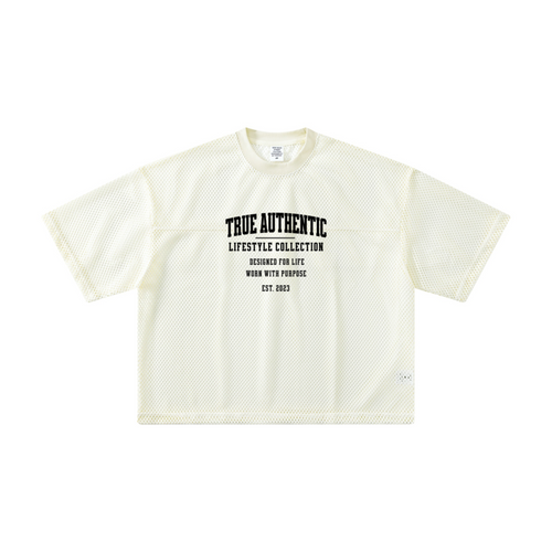 240GSM Men’s Boxy-Fit Mesh Layering T-Shirt Off White