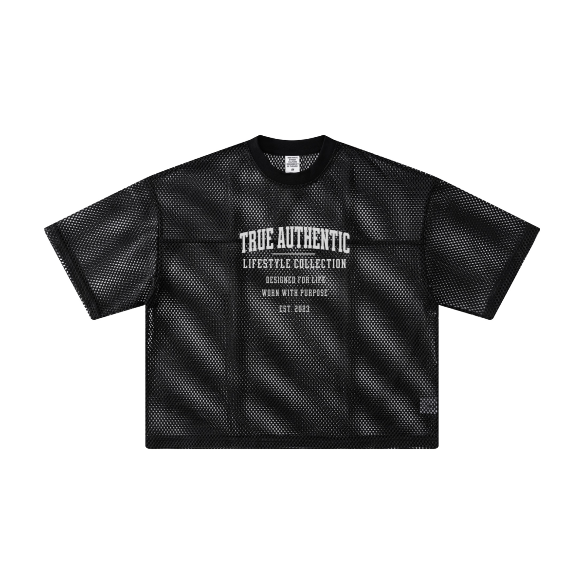 240GSM Men’s Boxy-Fit Mesh Layering T-Shirt Black