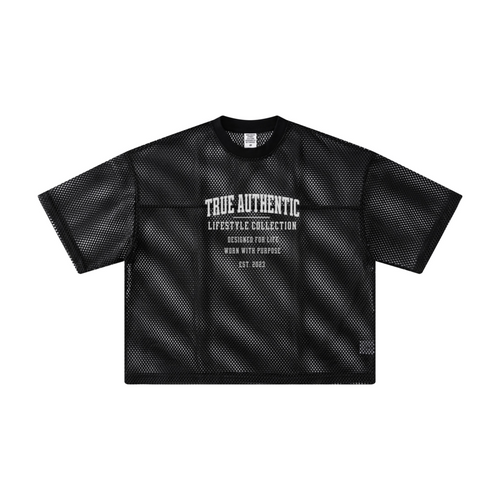 240GSM Men’s Boxy-Fit Mesh Layering T-Shirt Black