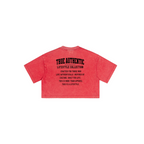 230GSM Women’s Cool-Touch Cropped High-Street Color Retro Snow-Wash T-shirt Red