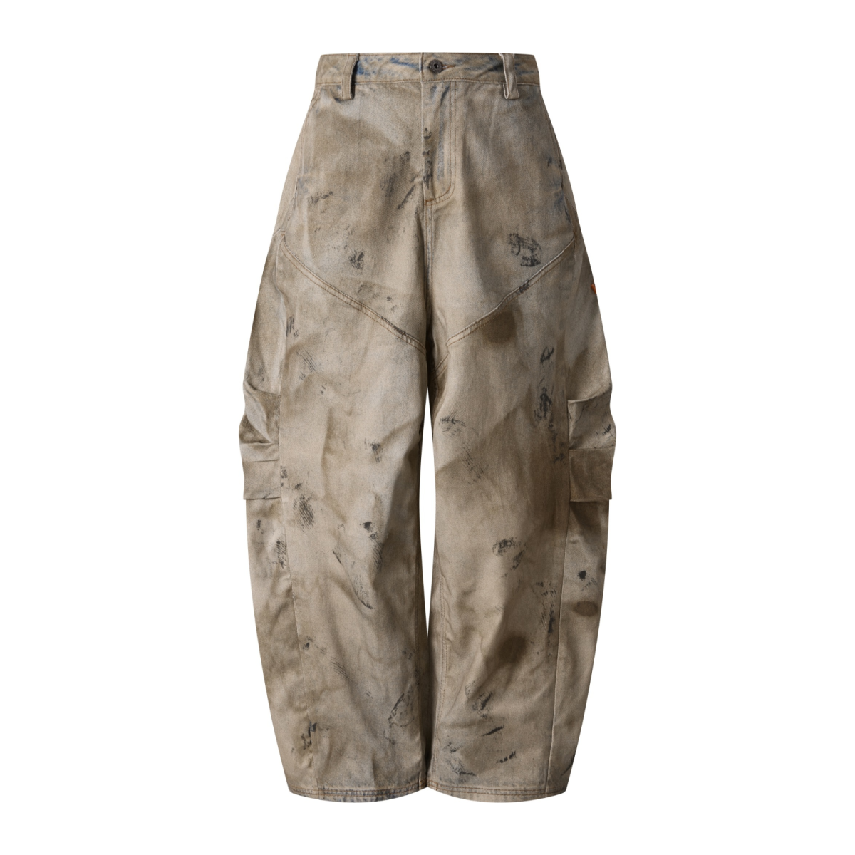 270GSM Men's Cotton Twill Denim Print Loose Fit Pants Mustard Yellow