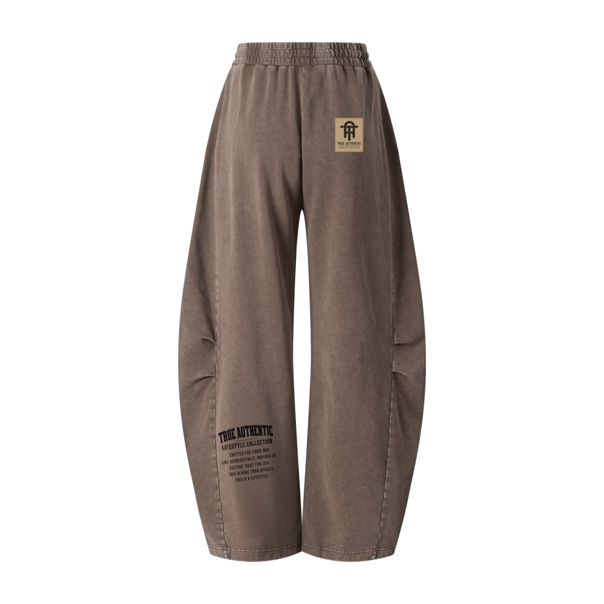 320GSM Heavyweight Cotton Slub Snow Wash Curved Leg Pants Vintage Dark Brown