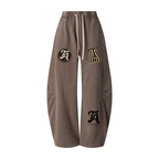 320GSM Heavyweight Cotton Slub Snow Wash Curved Leg Pants Vintage Dark Brown