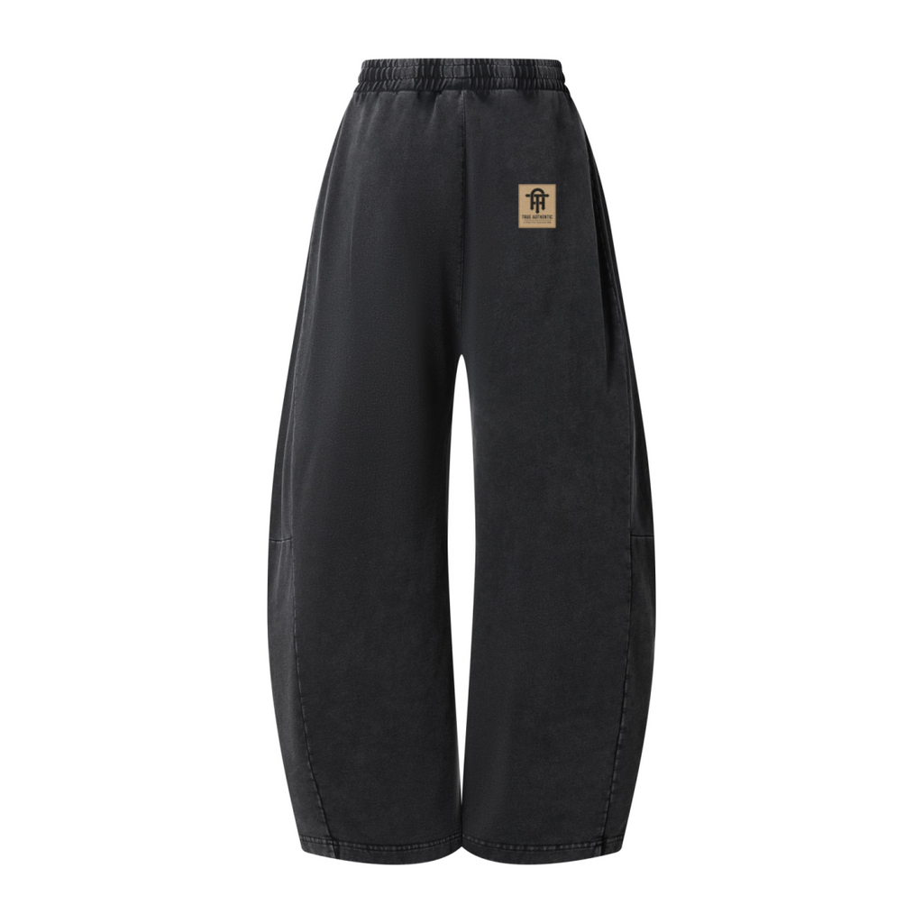320GSM Men's Textured Denim Curved Panel Pants snow washed
