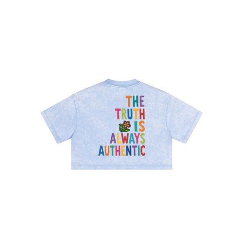 230GSM Women’s Cool-Touch Dopamine-Color Snow-Washed Vintage Cropped T-Shirt sky blue