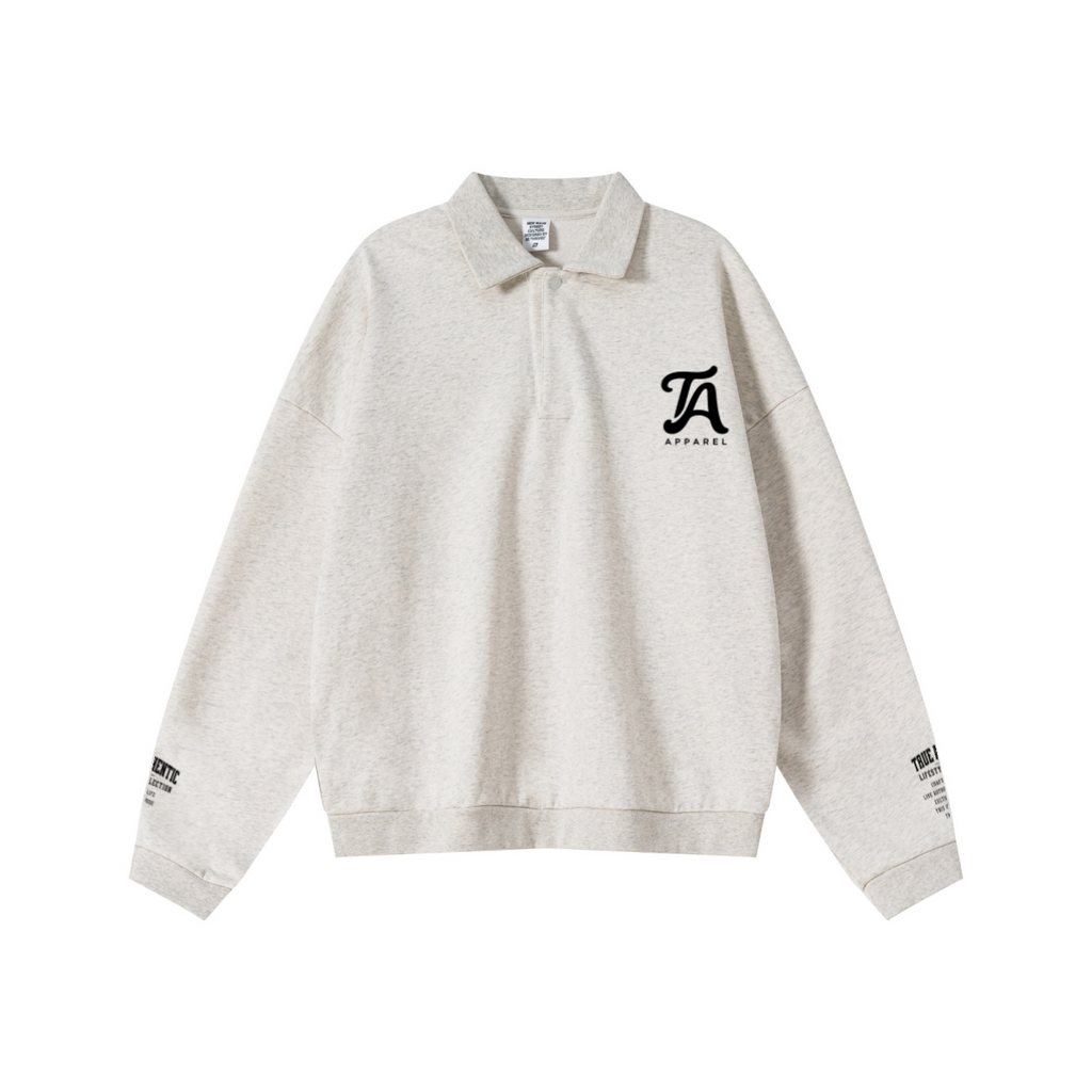 445GSM Men’s Heavyweight Half-Zip Collar Sweatshirt Oatmeal Grey