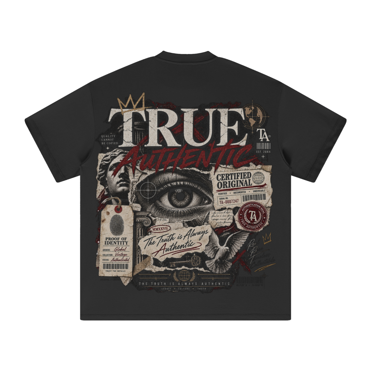 305GSM Unisex FOG Earth-Tone 20-Color Drop-Shoulder T-shirt Black