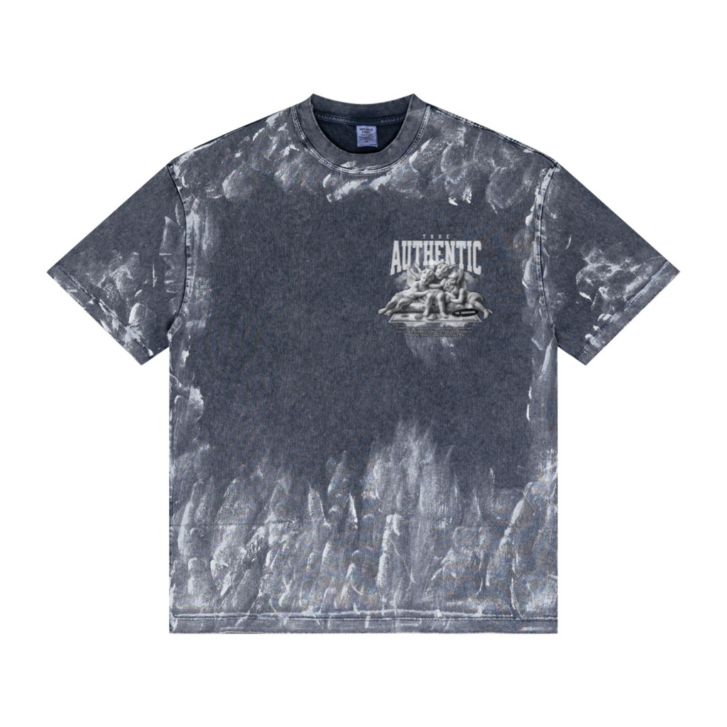 260GSM Unisex Painted Pigment-Wash T-shirt Royal Blue