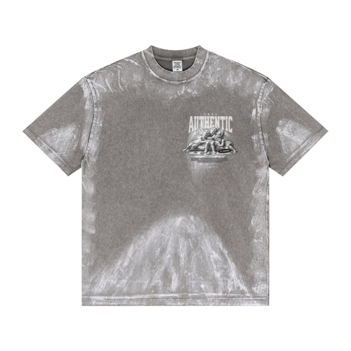 260GSM Unisex Painted Pigment-Wash T-shirt Medium Grey
