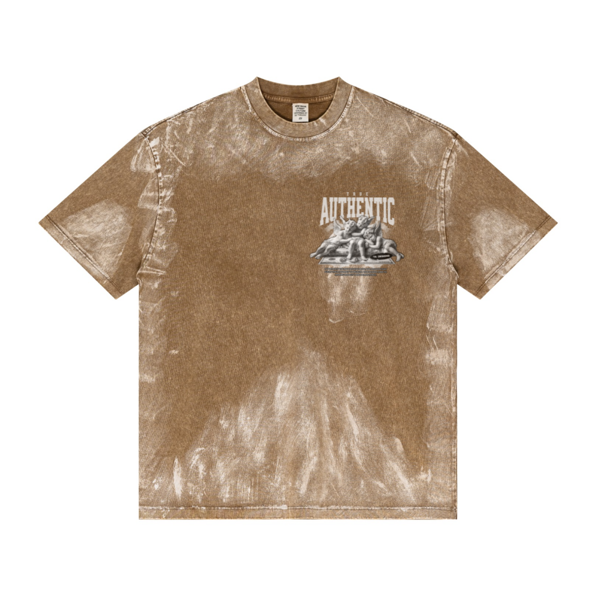 260GSM Unisex Painted Pigment-Wash T-shirt Coffee Brown