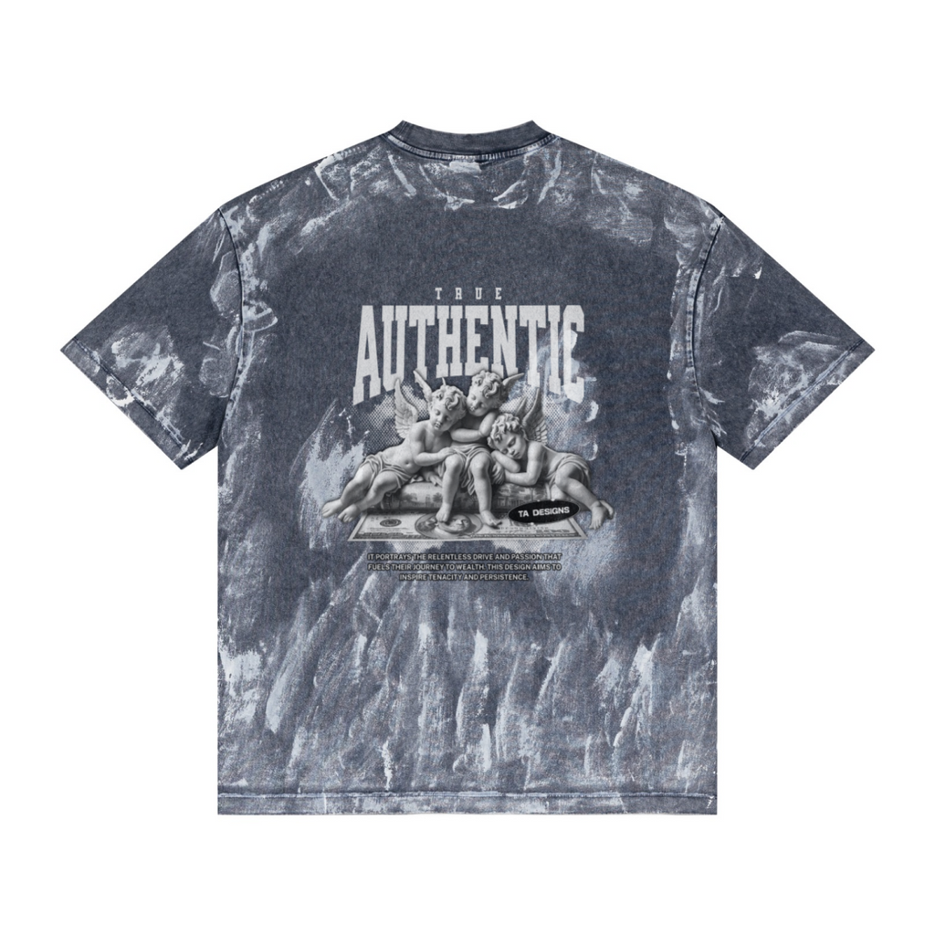 260GSM Unisex Painted Pigment-Wash T-shirt Royal Blue