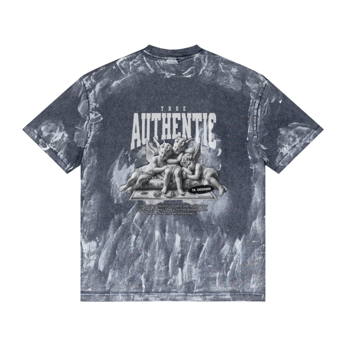 260GSM Unisex Painted Pigment-Wash T-shirt Royal Blue