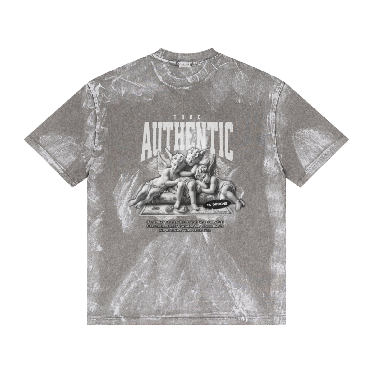 260GSM Unisex Painted Pigment-Wash T-shirt Medium Grey
