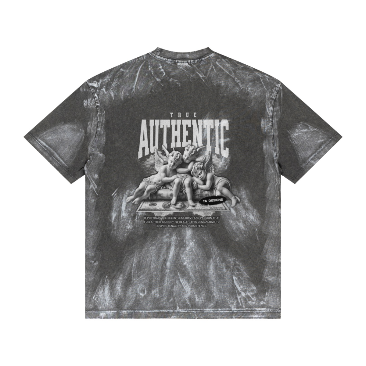 260GSM Unisex Painted Pigment-Wash T-shirt Dark Grey