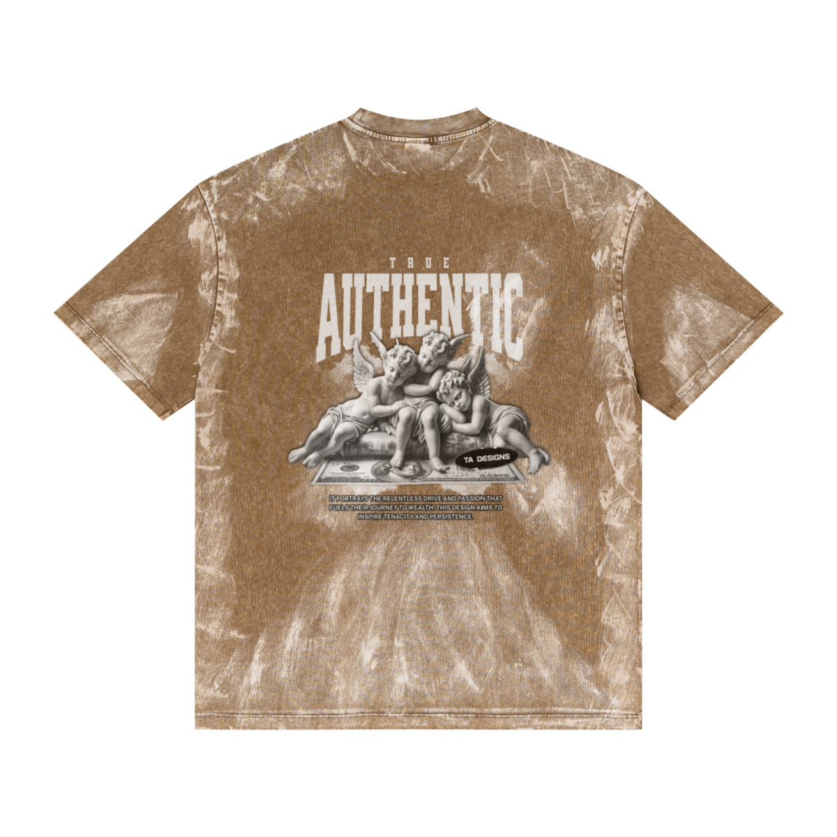 260GSM Unisex Painted Pigment-Wash T-shirt Coffee Brown