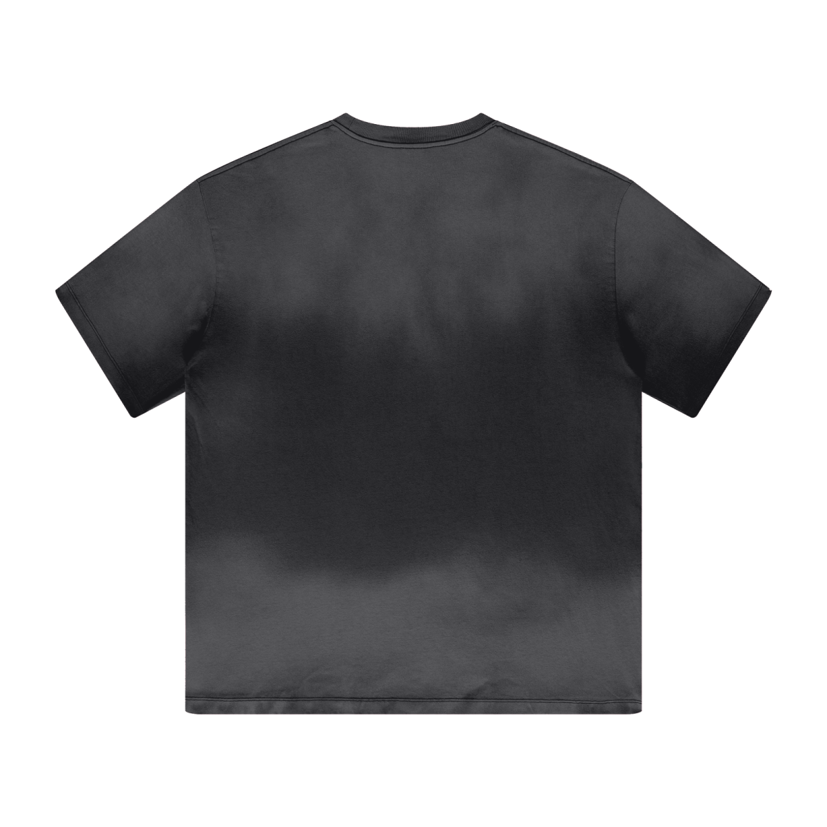 270GSM Men's Water-Wash PP-Sprayed Crew Neck T-shirt Black