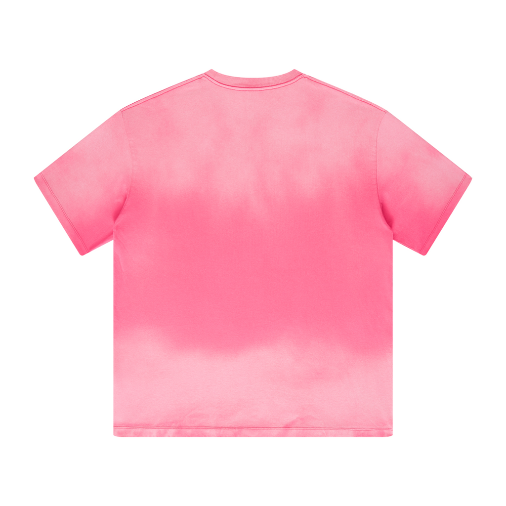 270GSM Men's Water-Wash PP-Sprayed Crew Neck T-shirt  Pink