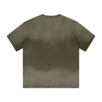 270GSM Men's Water-Wash PP-Sprayed Crew Neck T-shirt Military Green