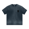 270GSM Men's Water-Wash PP-Sprayed Crew Neck T-shirt Royal Blue