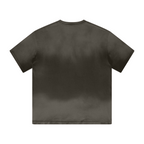 270GSM Men's Water-Wash PP-Sprayed Crew Neck T-shirt Coffee Brown
