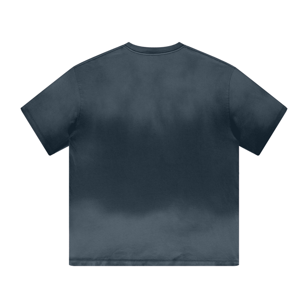 270GSM Men's Water-Wash PP-Sprayed Crew Neck T-shirt Royal Blue