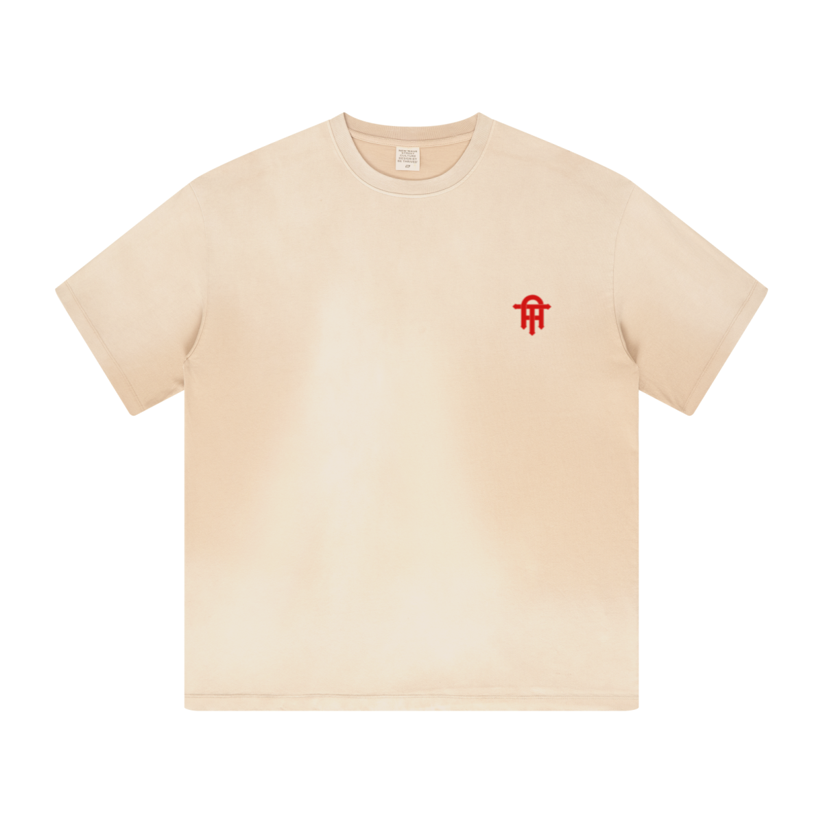 270GSM Men's Water-Wash PP-Sprayed Crew Neck T-shirt Khaki