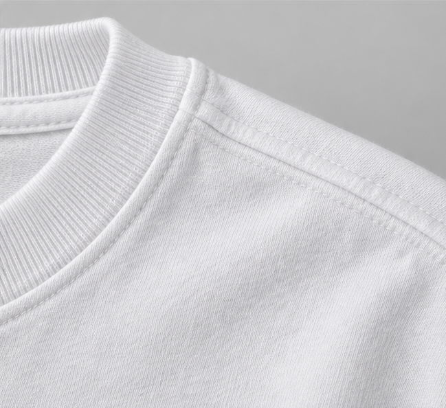 Proof of Identity Logo T-Shirt — White — collar detail view