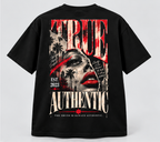 Red Lips City Graphic T-Shirt — Black — back view
