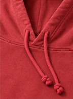 Washed Pullover Hoodie — Red — detail view