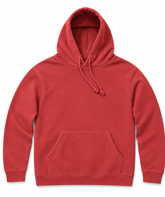 Washed Pullover Hoodie — Red — front view